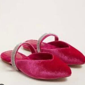 Rhinestone Pointed Toe Flat - PINK - Fuchsia red - NWT - 8WW